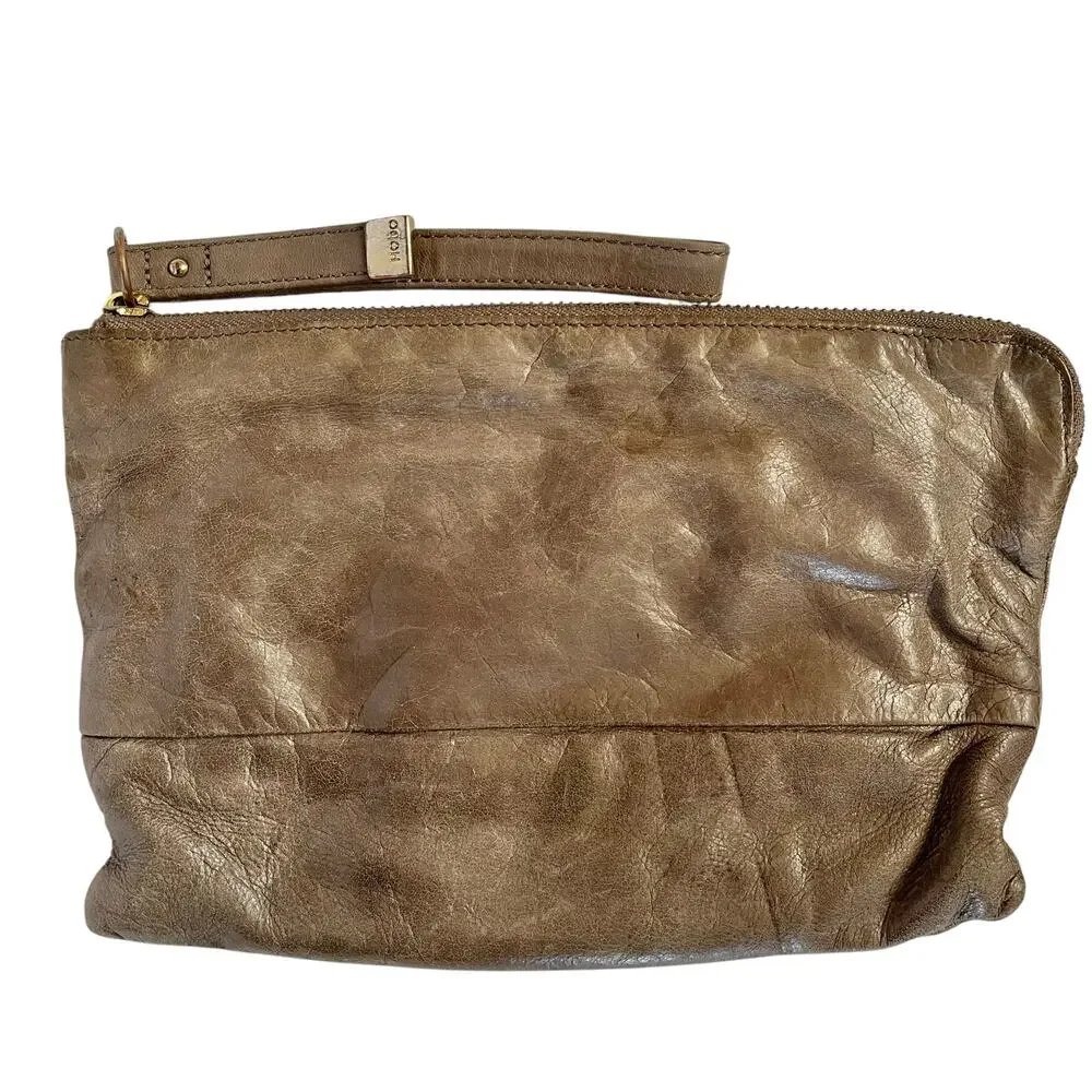 HOBO Light Brown Vintage Leather Slouchy Wristlet Handbag - Picture 10 of 10